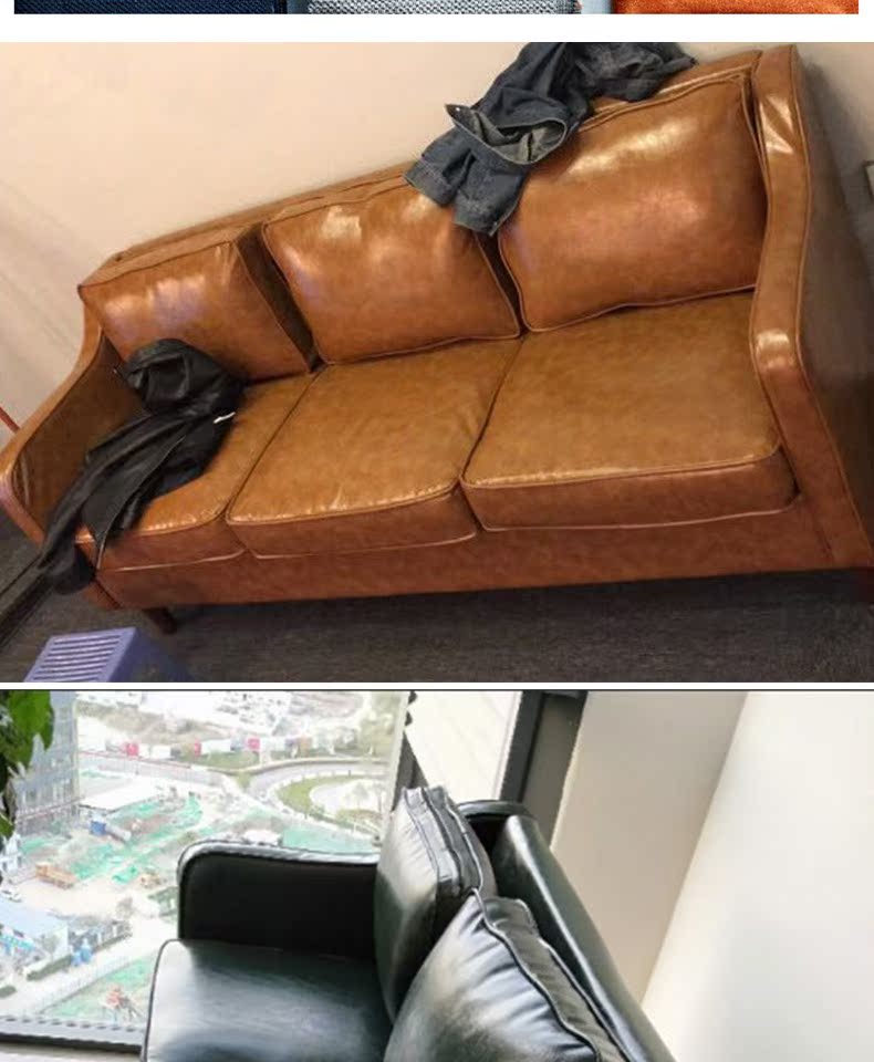 Sofa da phong cách Bắc Âu kiểu dáng đẹp tối giản nhỏ phòng khách sofa cafe Nhà hàng phương Tây đôi sofa ba chỗ - Ghế sô pha ghế sofa cao cấp
