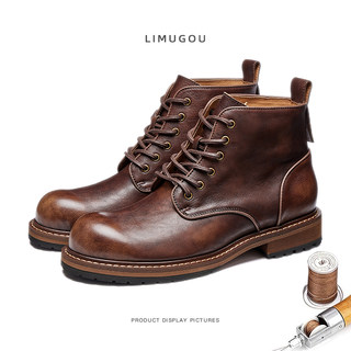 Martin Boots for Men, Genuine Leather, High-Top, Retro British Style, Mid-Top Work Boots, 2025 New Model, Men's First Layer Cowhide Short Boots