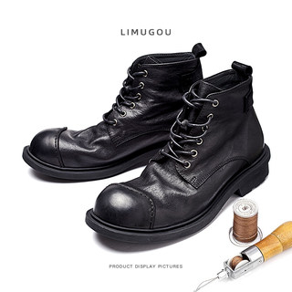 Martin Boots for Men, Genuine Leather, Retro, Large Toe, High-Top Leather Shoes, Winter British Short Boots, Men's Soft Leather Japanese Work Boots