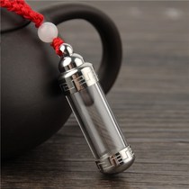 Cinnabar bottle portable empty bottle can be opened accessories necklace bottle pendant hollow Gawu box matte couple titanium steel empty