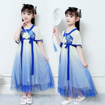 Girls dress for dress summer dress superfairy princess dresses childrens summer thin and ancient style with ancient wind trekking dresses