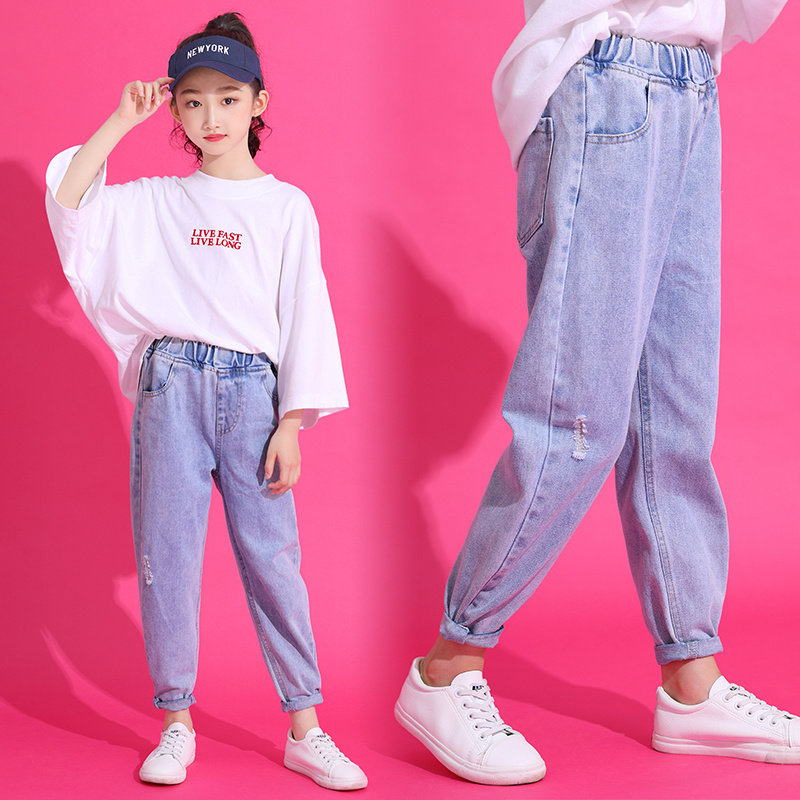 7 Female Great Boy Jeans Spring Autumn 2019 New Students Loose 8 Old Daddy Pants 12 Year Old Girl Foreign Pie Robe Pants