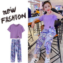 5 girls suit 7 summer clothes 2021 new 8 children casual T-shirt 6 Two sets 10-year-old girl cartoon clothes tide 9