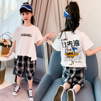 4 girls casual suit 5 Summer 2021 new 12 year old girl short sleeve 9 clothes 6 70% shorts 7 Two sets 8