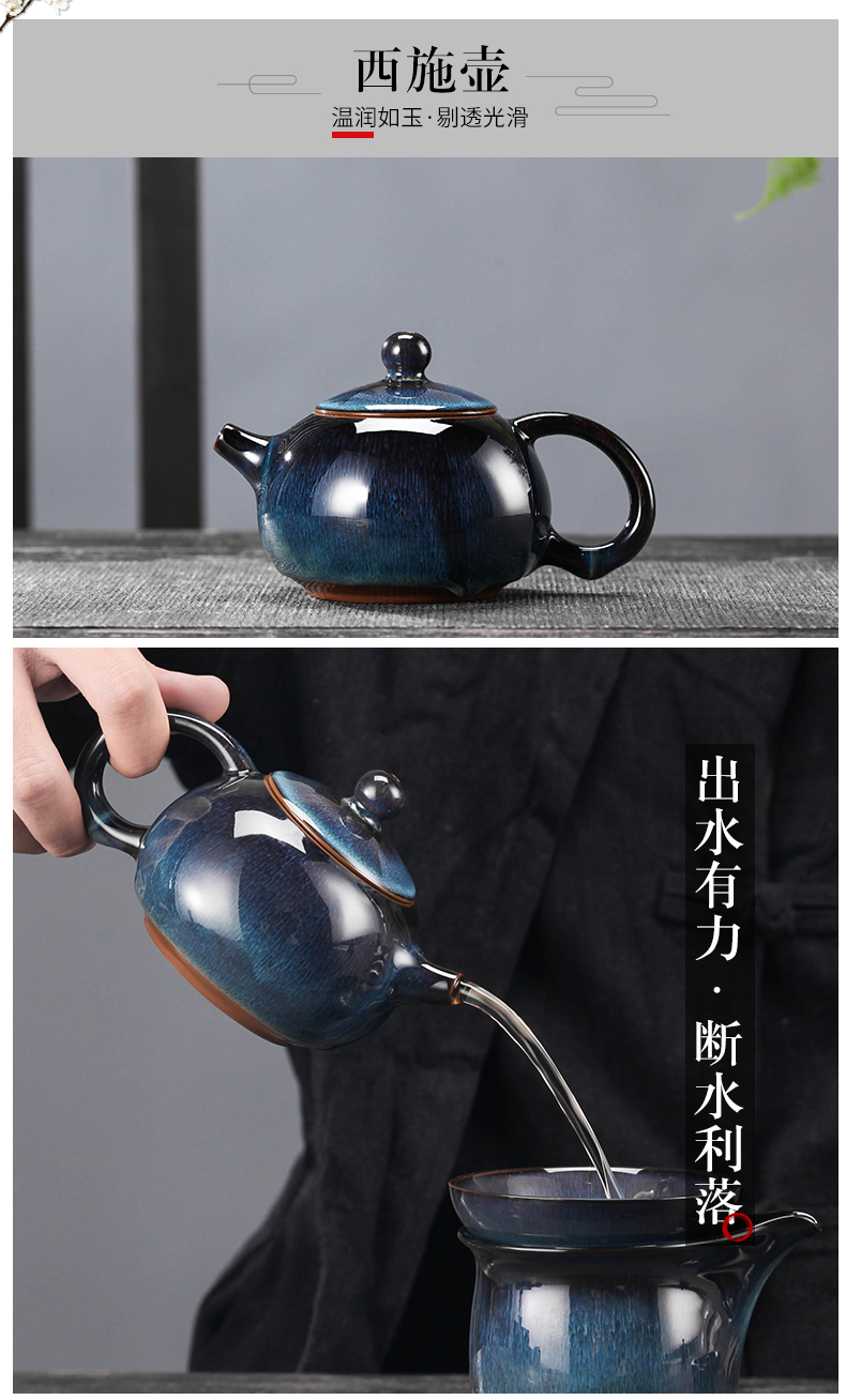 TaoMingTang fambe masterpieces kung fu tea set household TuHao wiredrawing built red glaze, silver cups