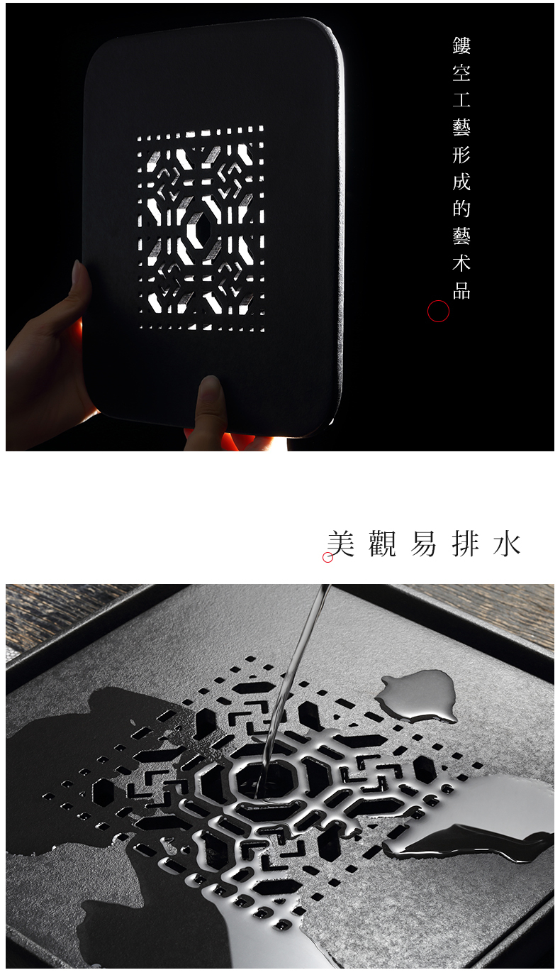 TaoMingTang black pottery do kung fu tea tray household mini ceramic small stage dry dip water saucer contracted