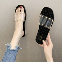 Student rivet cool slippers womens summer new non-slip soft bottom fashion outside wear wild casual net red tide word drag