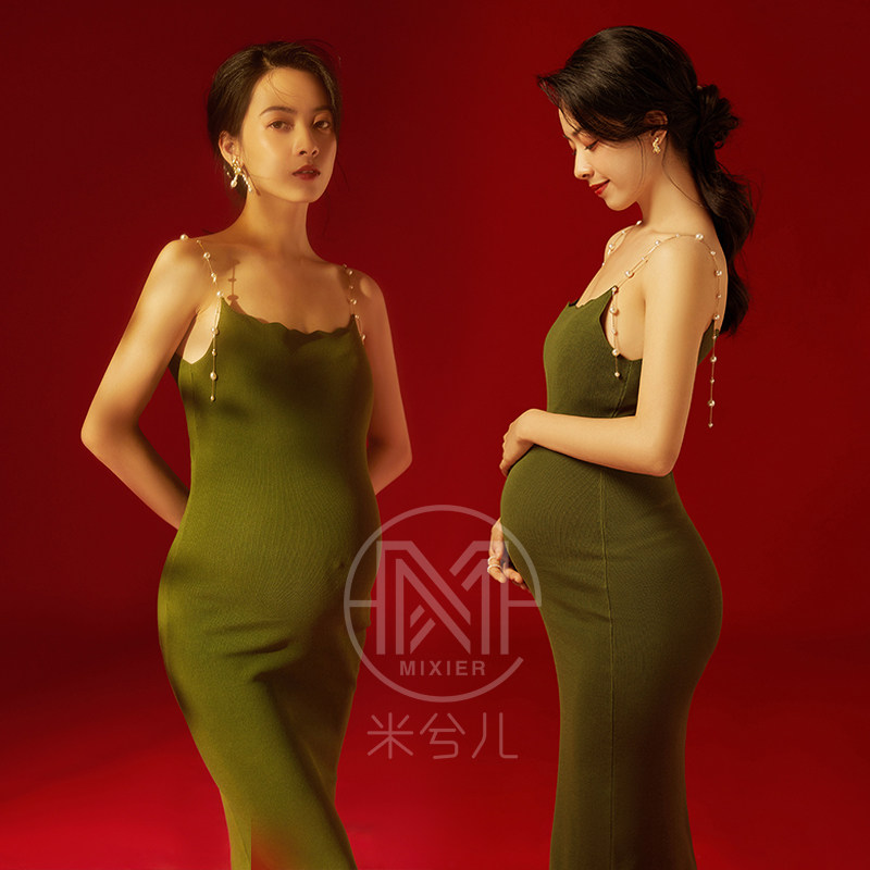 New style pregnant women photo clothing casual home knitting self-cultivation suspender skirt pregnancy photo photography theme rental