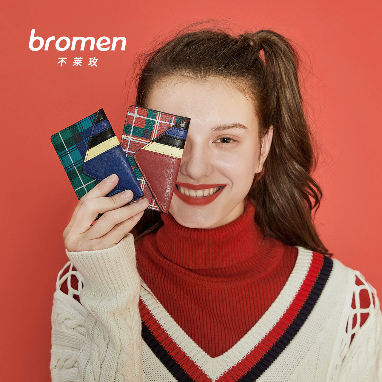 Bu Lai Mei bag Women's ultra-thin wallet small card bag Korean cute mini small ID bag coin wallet card set