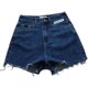 Hong Kong trendy brand European and Korean version high-waisted denim shorts for women summer 2025 new style loose slimming raw edges dark blue trendy