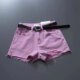 European-Style Korean Version of Taro Purple-Pink High-Waisted Ripped Frayed Denim Shorts, Slimming, Versatile, Loose Wide-Leg Pants for Women
