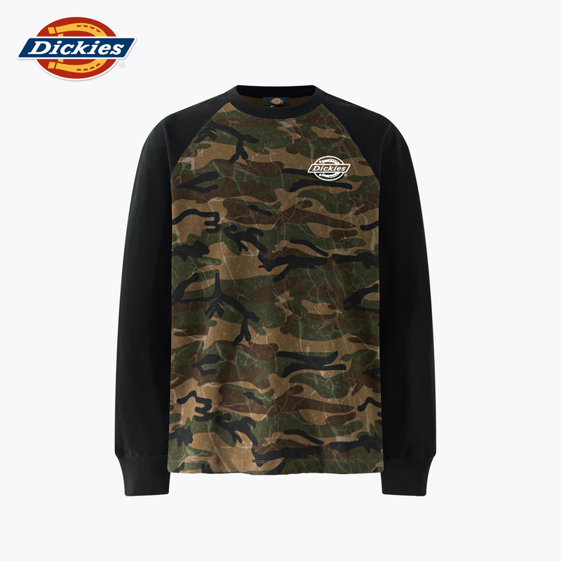 Dickies Official Men's T-Shirt, Autumn American Style, High-End Heavy Cotton Camouflage Raglan Long-Sleeve Base Layer Top Dickies Official Men's T-Shirt, Autumn American Style, High-End Heavy Cotton Camouflage Raglan Long-Sleeve Base Layer Top
