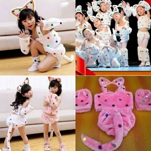 61 children Persian cat acting to serve young kitty Happy Starcat acting out of a small cat costume dance costumes