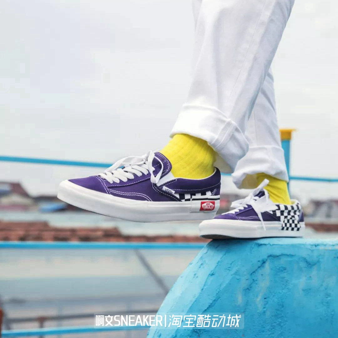 Ah Wen VANS màu vàng tím khử cấu trúc Trượt trên giày nam thấp và giày cao gót đôi VN0A3WM5VO3 - Plimsolls