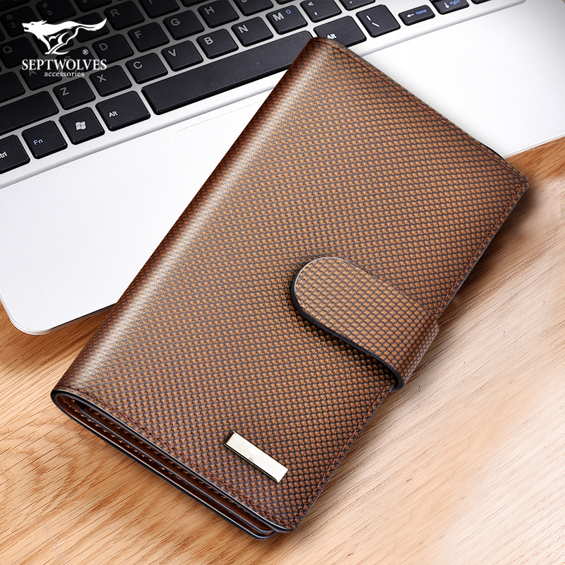Septwolves Leather Card Holder Men's Multi-card Card Credit Card Holder Women's Leather Long Version Large-capacity Card Holder
