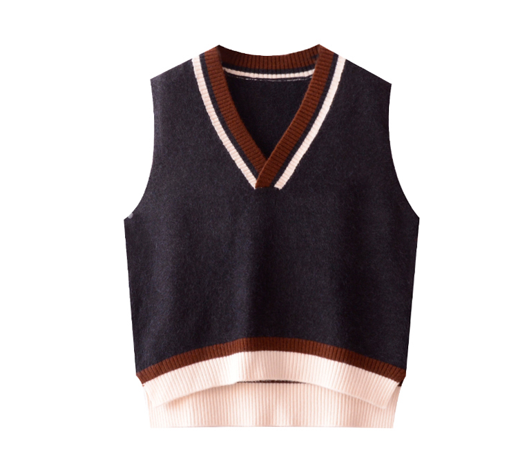 Áo len dệt kim đại học vest nữ 2018 mới Harajuku retro hit màu áo len cổ chữ V áo khoác nữ hàng hiệu