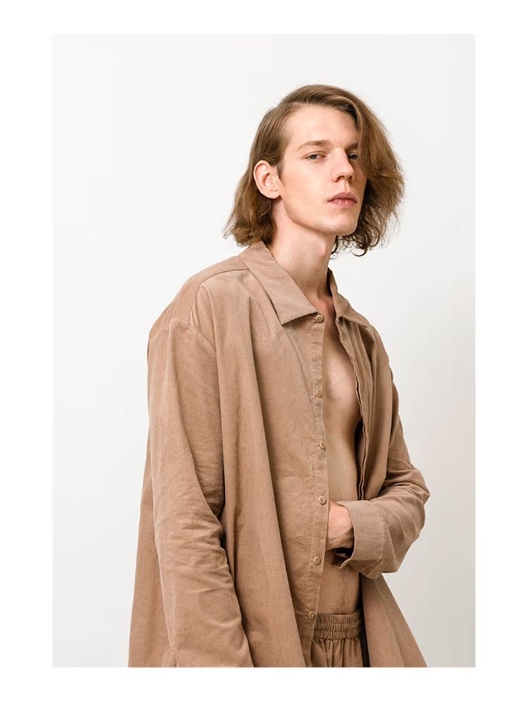 Bộ đồ ngủ coco nở hoa nam 18 mùa thu và mùa đông cotton đơn giản áo nhung dài tay dịch vụ nhà có thể mặc bên ngoài áo kiểu trung niên