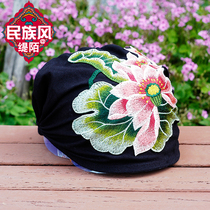 New hat female spring summer thin breathable headscarf head hat National style embroidered hat fashion nightcap Moon hat