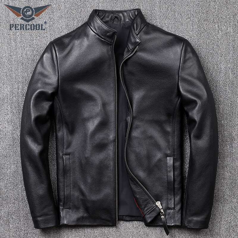 The first layer of cowhide leather leather clothing young men's short stand-up collar leather leather jacket Korean slim single-layer leather jacket tide