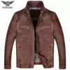 Imported first layer thick cowhide leather leather clothing middle-aged men's casual stand-up collar cowhide jacket autumn and winter leather jacket large size