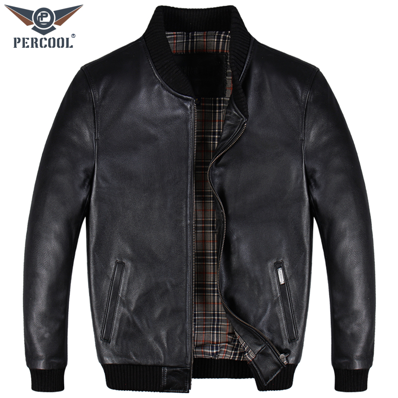 Autumn Winter New Genuine Leather Leather Clothing Male Baseball Suit Jacket for short section Young Bull Leather Leather Clothing Collar Leather Jacket Tide