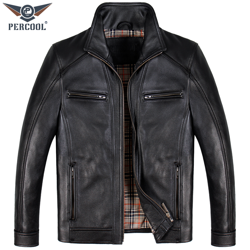 European and American leisure genuine leather leather clothes middle-aged men's style in verbal layer pure cow leather leather leather jacket autumn and winter big code leather jacket thickness 