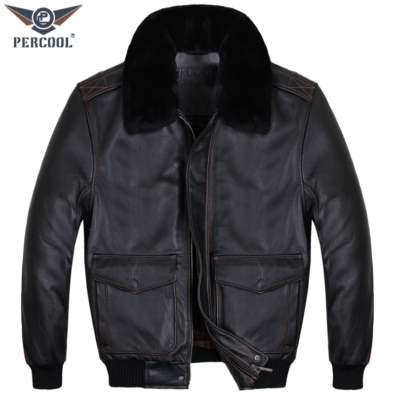 European cargo station flight jacket leather leather jacket import head layer thick cowhide men's large size leather jacket winter casual jacket