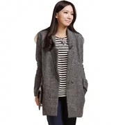 Phiên bản Hàn Quốc của thương hiệu nữ mùa thu phong cách mới kích thước lớn phần dài áo khoác len nữ áo khoác len mùa thu đông - Áo khoác dài