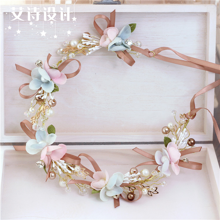 Công chúa Hàn Quốc Trẻ em Mũ nón Cô gái Tóc Phụ kiện Sân khấu Trình diễn Catwalk Headband Hairband Mới Siêu vòng hoa Hoa buộc tóc scrunchies