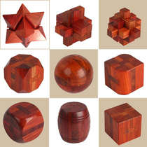 Mortise and tenon mahogany solid wood Kongming lock Intellectual unlocking and disassembly toys for adults and children Luban lock as a gift for the elderly