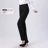 Рабочие черные летние тонкие эластичные штаны, свободный прямой крой, в корейском стиле