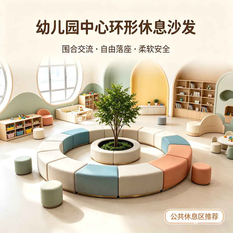 Kindergarten Early Education Center Training Institution Parent Waiting Area Waiting Area Round and Irregular-Shaped Sofa Combination Kindergarten Early Education Center Training Institution Parent Waiting Area Waiting Area Round and Irregular-Shaped Sofa Combination