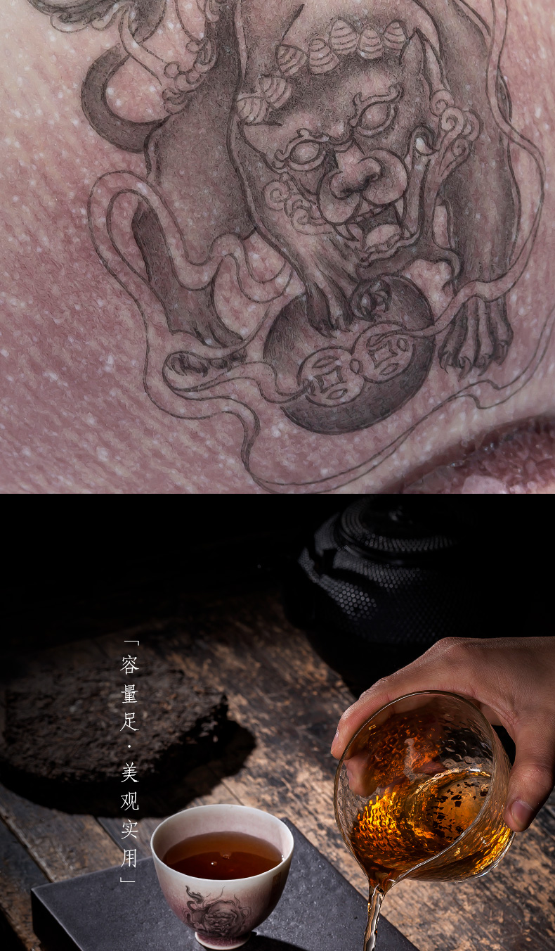 St teacups hand - made ceramic kungfu ice crack glaze color ink, the mythical wild animal cup for cup all hand of jingdezhen tea service master