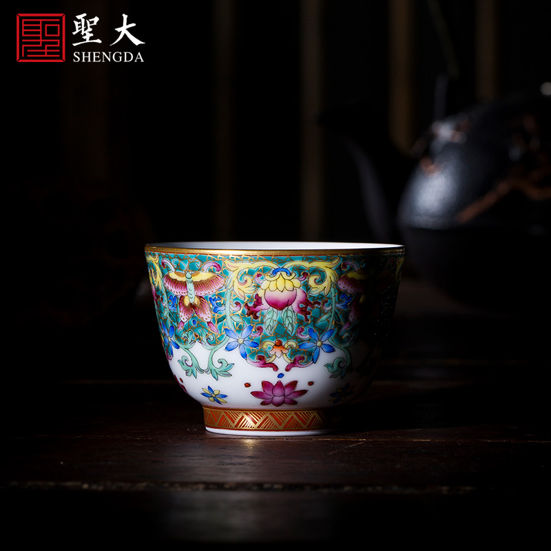 Santa teacups hand - made ceramic kung fu a hoard of green colored enamel fallen petal butterfly tattoo sample tea cup of jingdezhen tea service