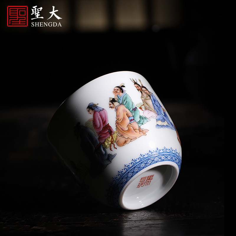 Santa teacups hand - made ceramic kungfu heavy pastel Confucius would figure lying fa cup cup of jingdezhen tea service master