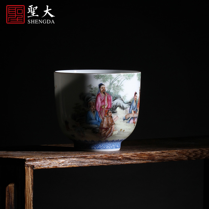 Santa teacups hand - made ceramic kungfu heavy pastel bamboo seven sages - straight keller sample tea cup of jingdezhen tea service