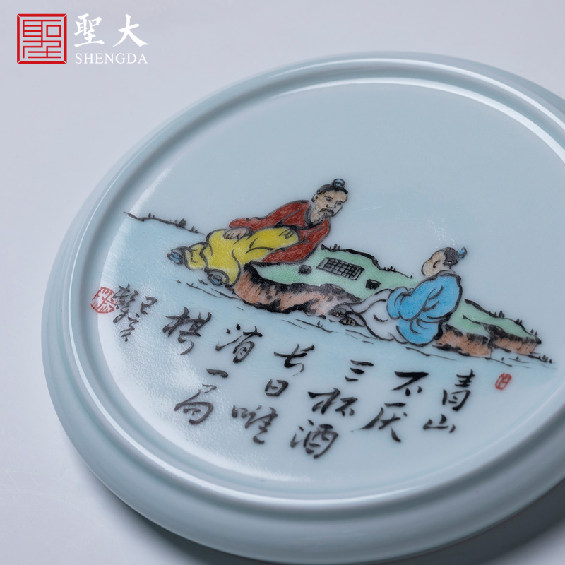 As Holy big ceramic cover rear right hand - made color new literati paintings tougue manual jingdezhen kung fu tea accessories