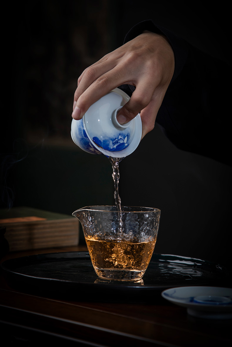 Holy big three to tureen teacups hand - made ceramic green Hualien heron figure all hand jingdezhen kung fu tea tea bowl