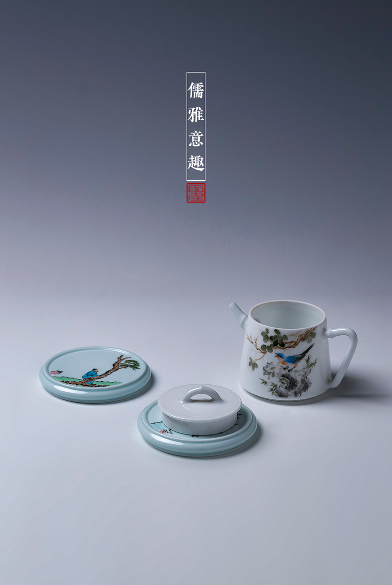 As Holy big ceramic cover rear right hand - made color new literati paintings tougue manual jingdezhen kung fu tea accessories