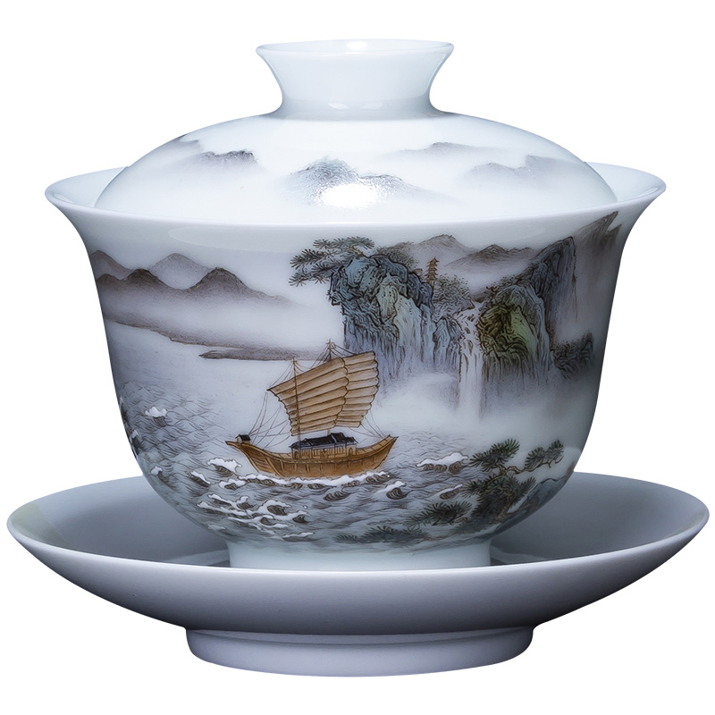 The large ceramic three tureen hand - made details pastel smooth tureen tea bowl of jingdezhen tea service by hand