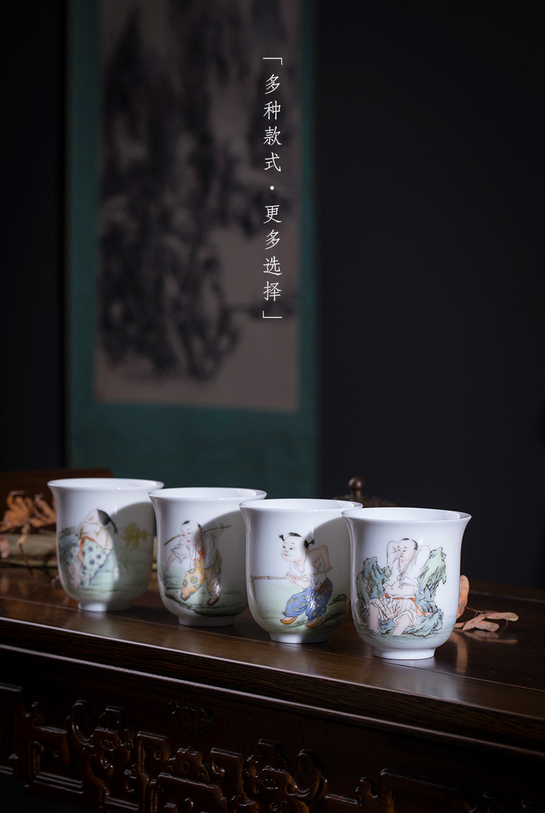 Santa teacups hand - made ceramic kungfu pastel summer tong qu set of jingdezhen tea cup master cup single CPU hand