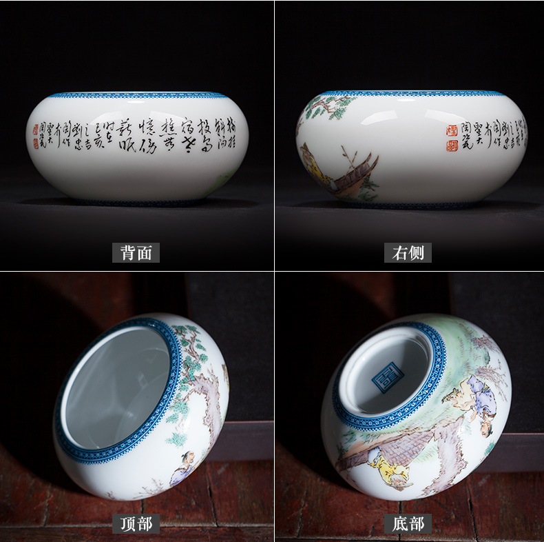 The big four writing brush washer all hand jingdezhen ceramic antique wang pastel character writing brush washer is placed on The questions and answers