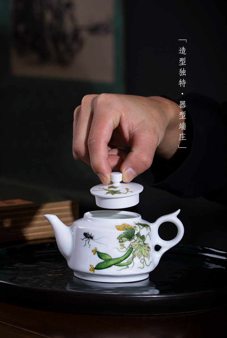 Holy big teapot hand - made ceramic kung fu colored enamel loofah teapot teapot single pot all hand of jingdezhen tea service