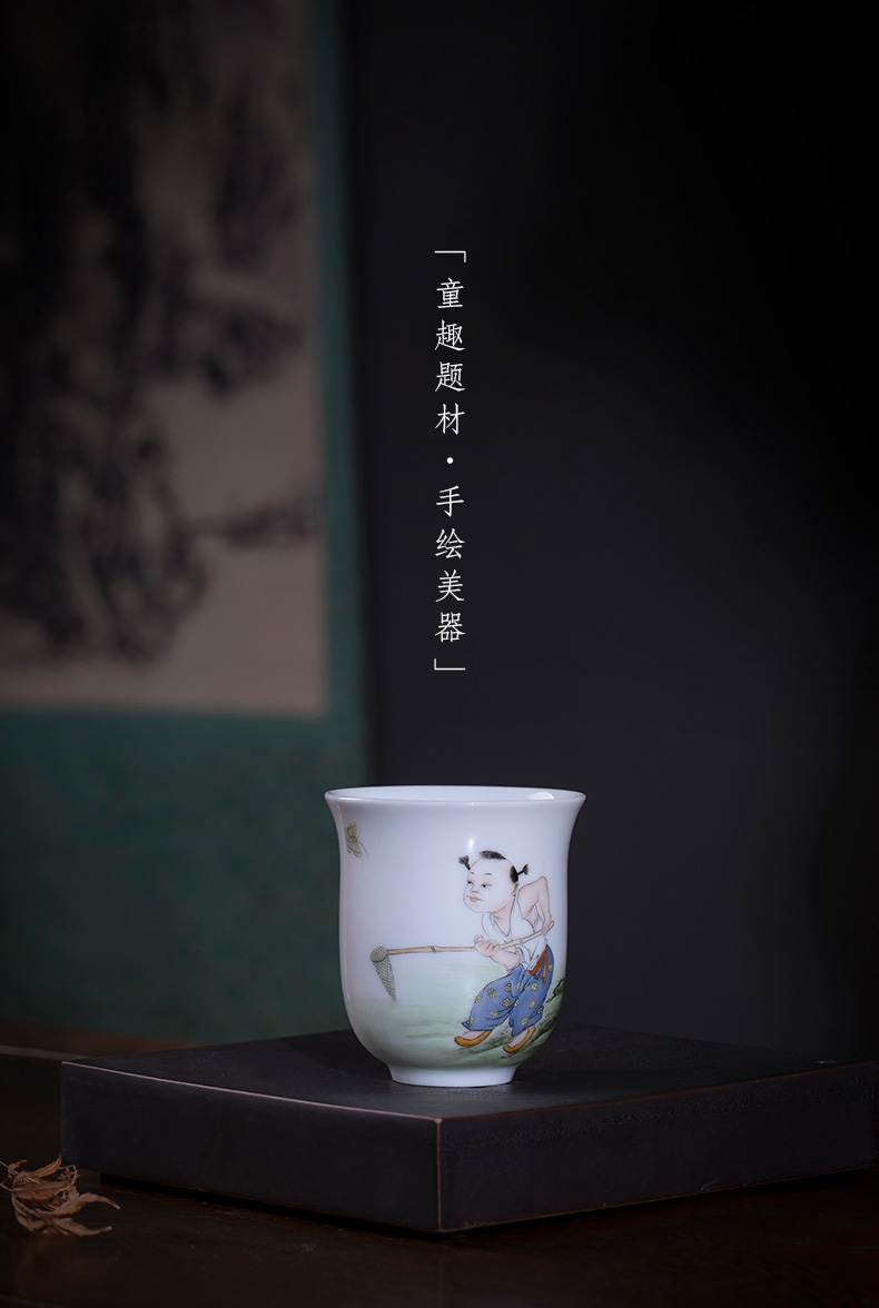 Santa teacups hand - made ceramic kungfu pastel summer tong qu set of jingdezhen tea cup master cup single CPU hand