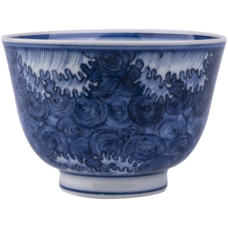 Holy big blue - and - white ceramics with water lines master cup manual hand - made jingdezhen tea kungfu tea cup sample tea cup
