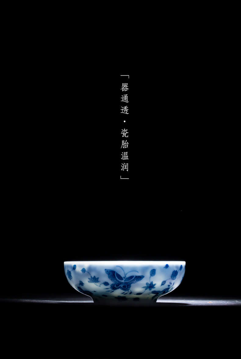 Holy big ceramic kung fu masters cup hand - made porcelain cups made inside and outside the recent tea light jingdezhen tea by hand