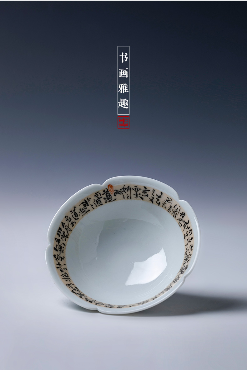 Santa teacups hand - made ceramic kung fu new color landscape poetry haitang lamp that masters cup sample tea cup of jingdezhen tea service