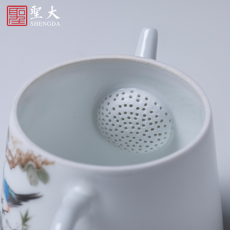 Holy big teapot hand - made ceramic kung fu new color birds sound figure bamboo pot teapot single pot manual of jingdezhen tea service