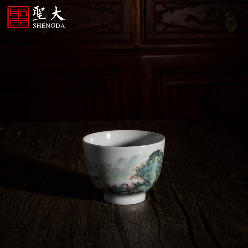 Santa jingdezhen ceramic new see colour "jiangnan clear autumn" master cup pure manual hand - made ceramic tea set sample tea cup