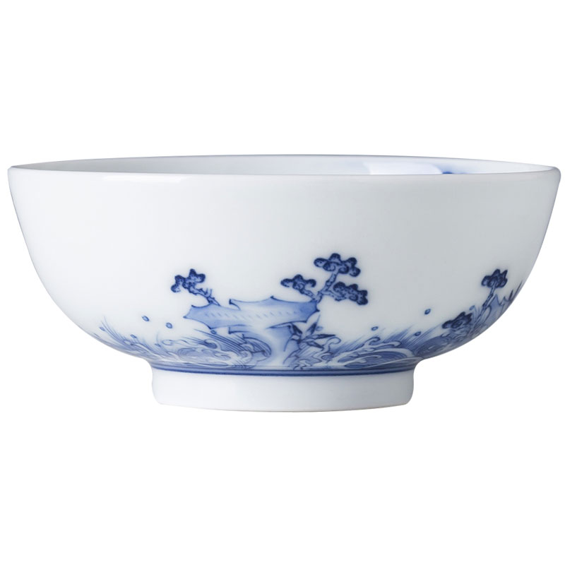 The big cup sample tea cup of pure hand - made ceramic kung fu jingdezhen blue and white longteng Jiang Ya masters cup tea by hand